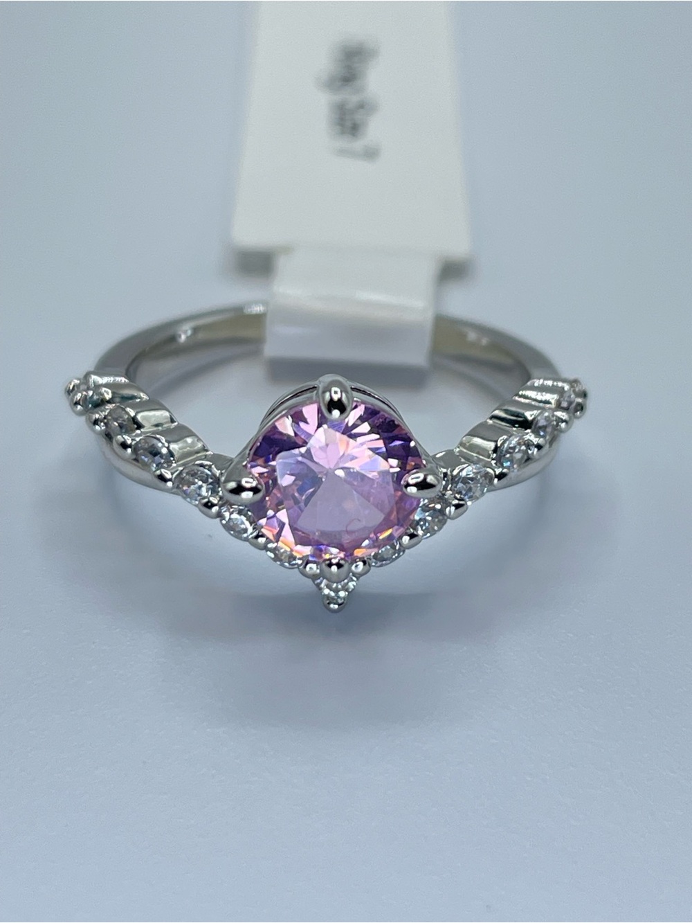 Swarovski Crystal Elements Pink White Swarovski Crystal Dainty Ring Size 7